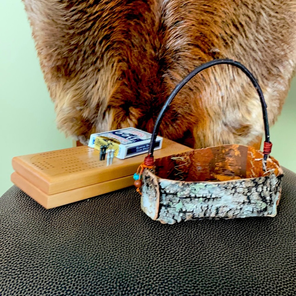 Handmade birch bark basket